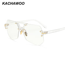 Load image into Gallery viewer, Kachawoo rimless glasses for men black leopard irregular transparent eye glasses for women accessories 2018 hot sale