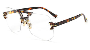Kachawoo rimless glasses for men black leopard irregular transparent eye glasses for women accessories 2018 hot sale